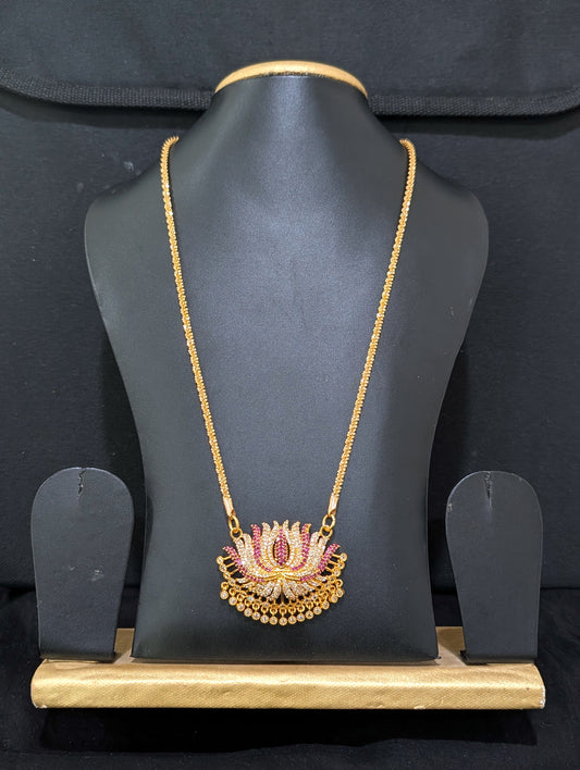 Micro Gold plated Lotus Thick Long Necklace - Simpliful