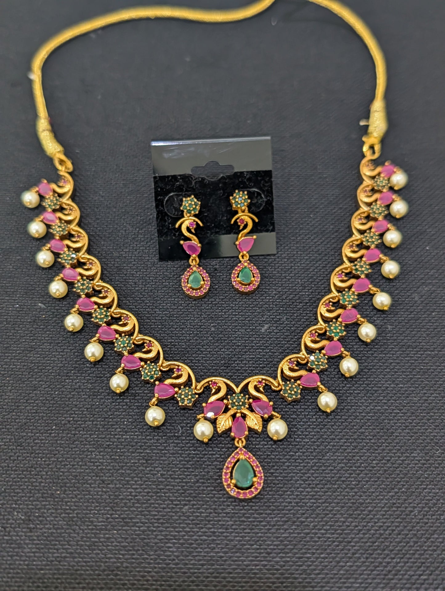 Peacock design CZ Antique Necklace set