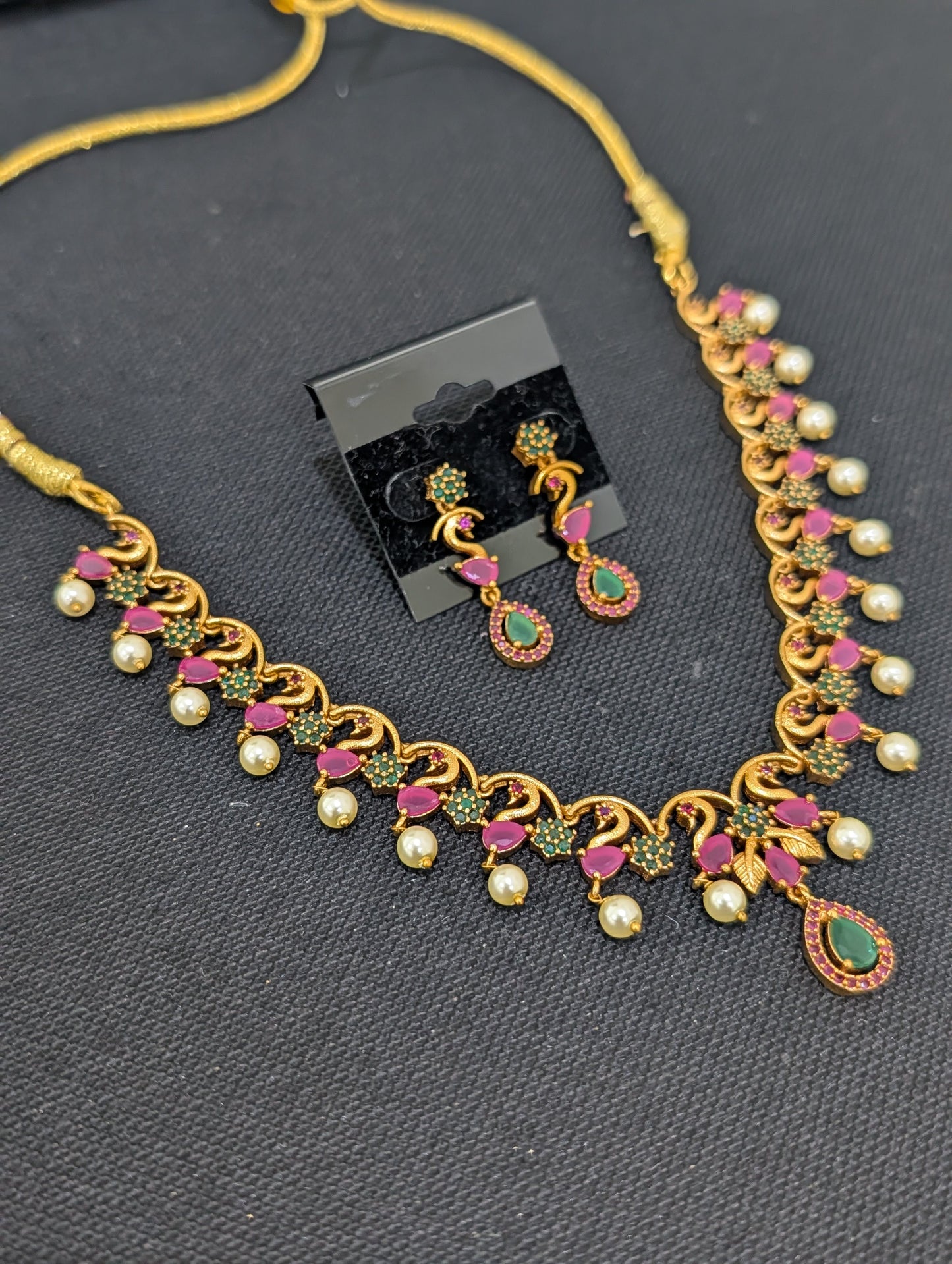 Peacock design CZ Antique Necklace set