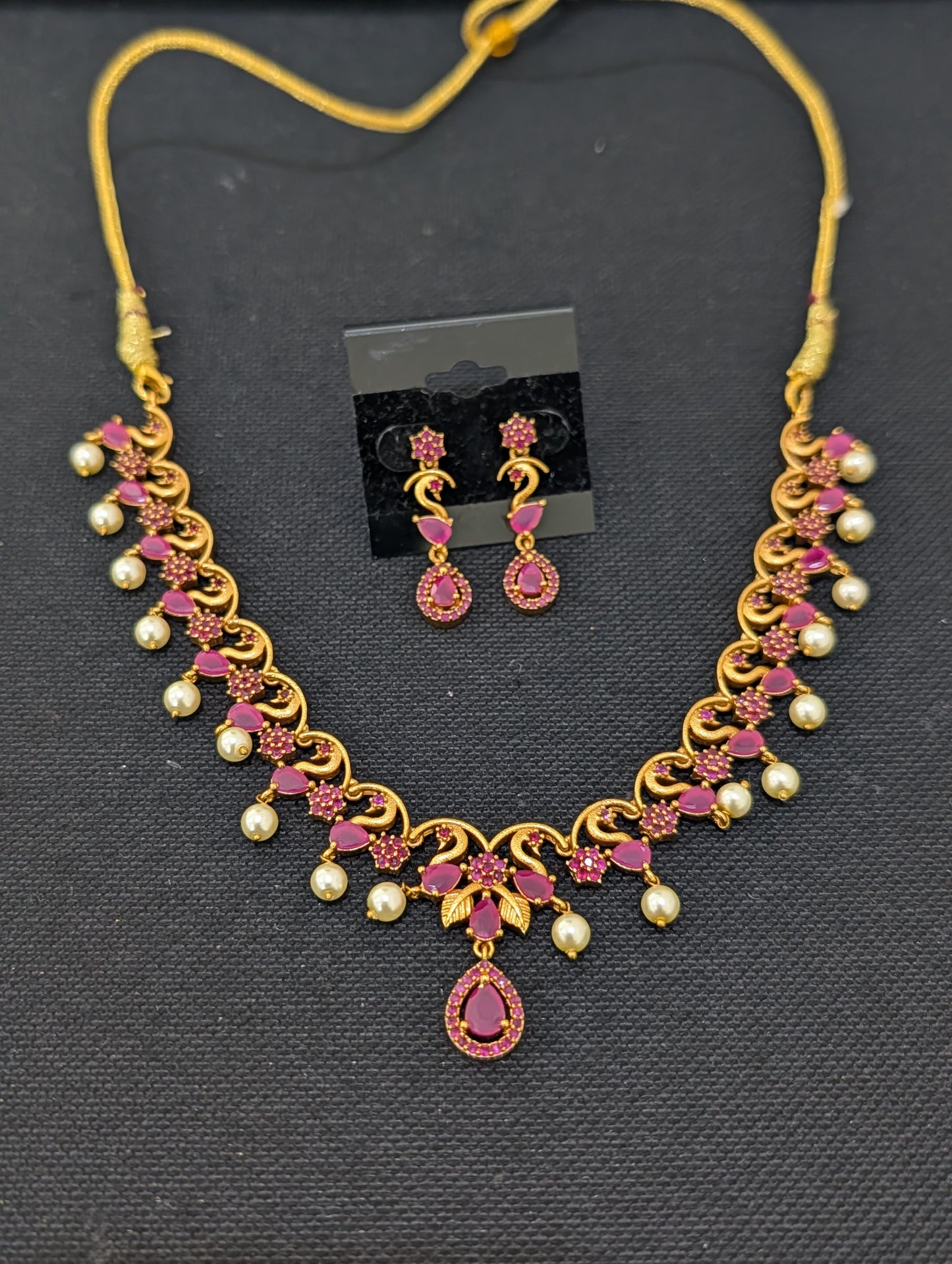 Peacock design CZ Antique Necklace set