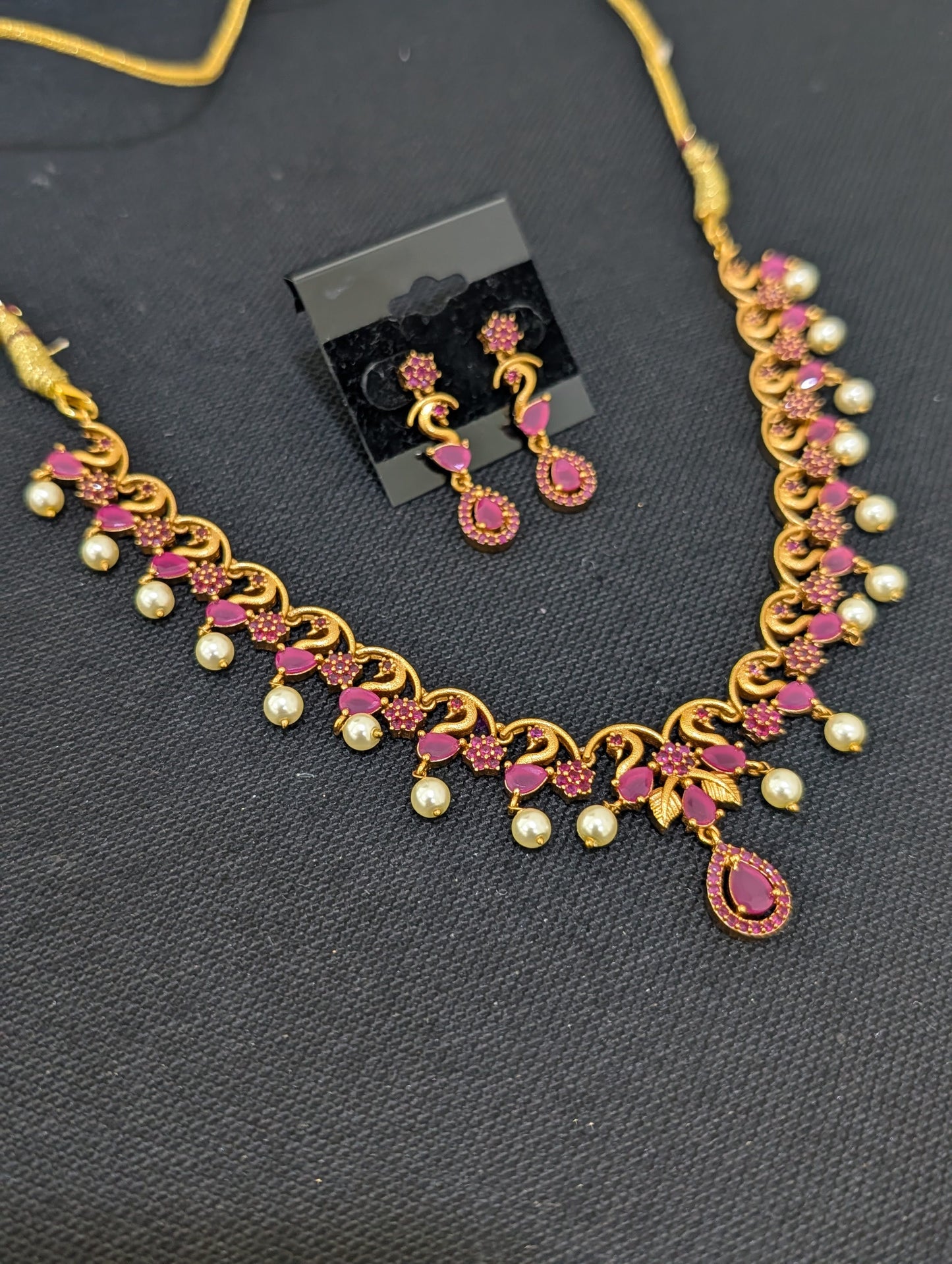 Peacock design CZ Antique Necklace set