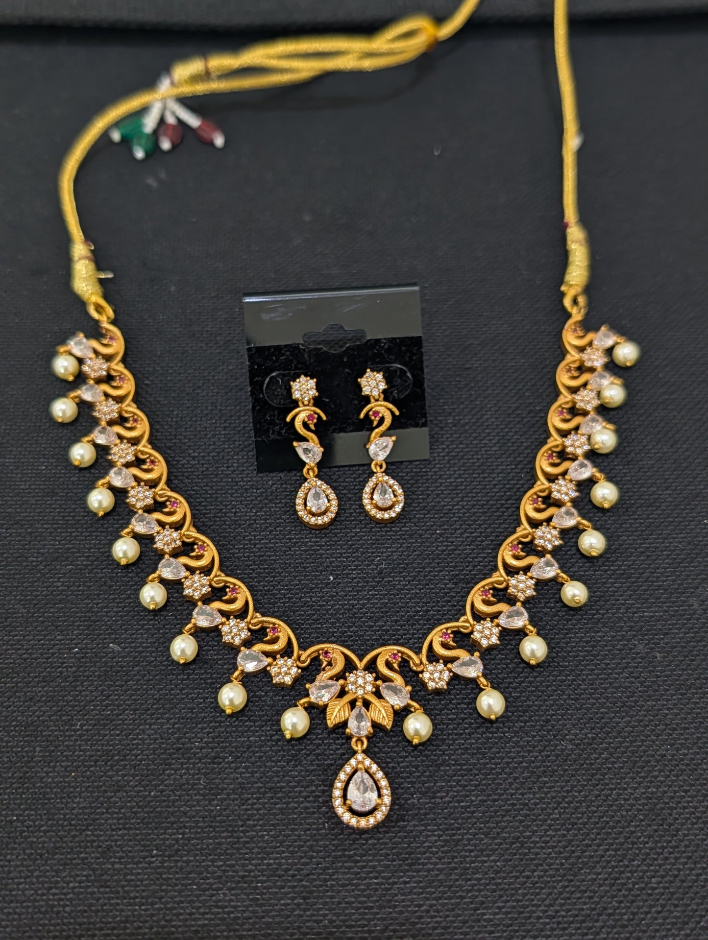 Peacock design CZ Antique Necklace set