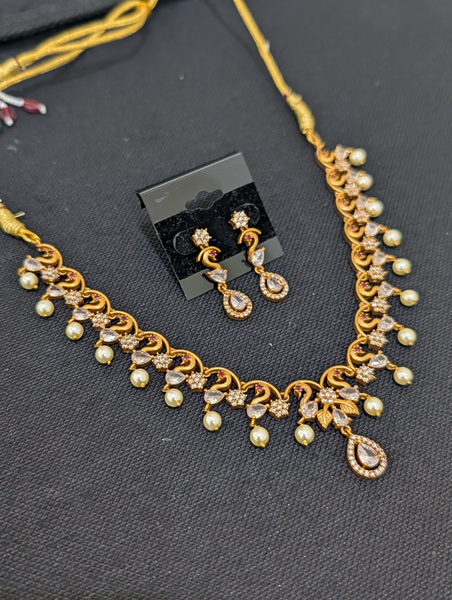 Peacock design CZ Antique Necklace set