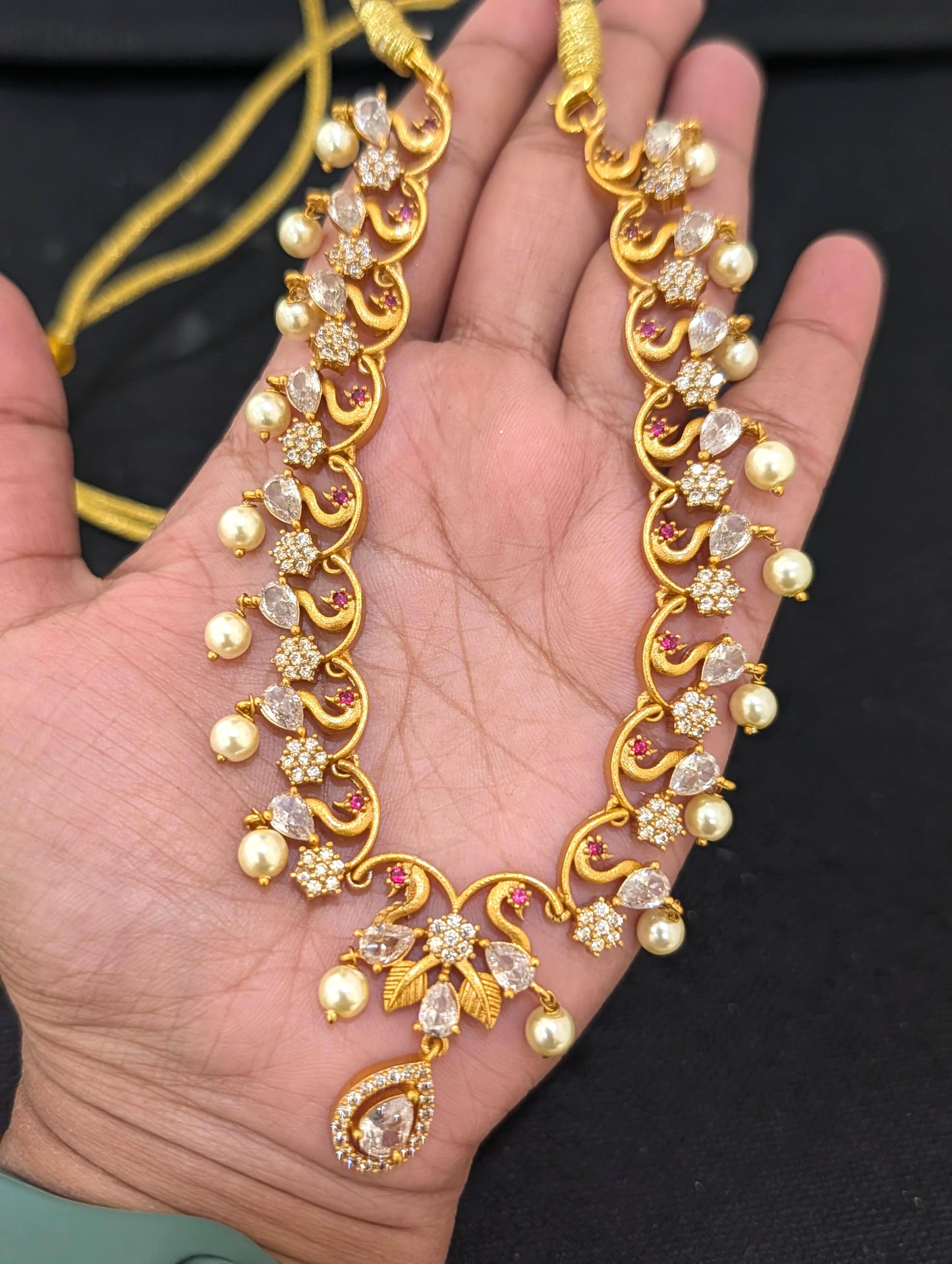 Peacock design CZ Antique Necklace set