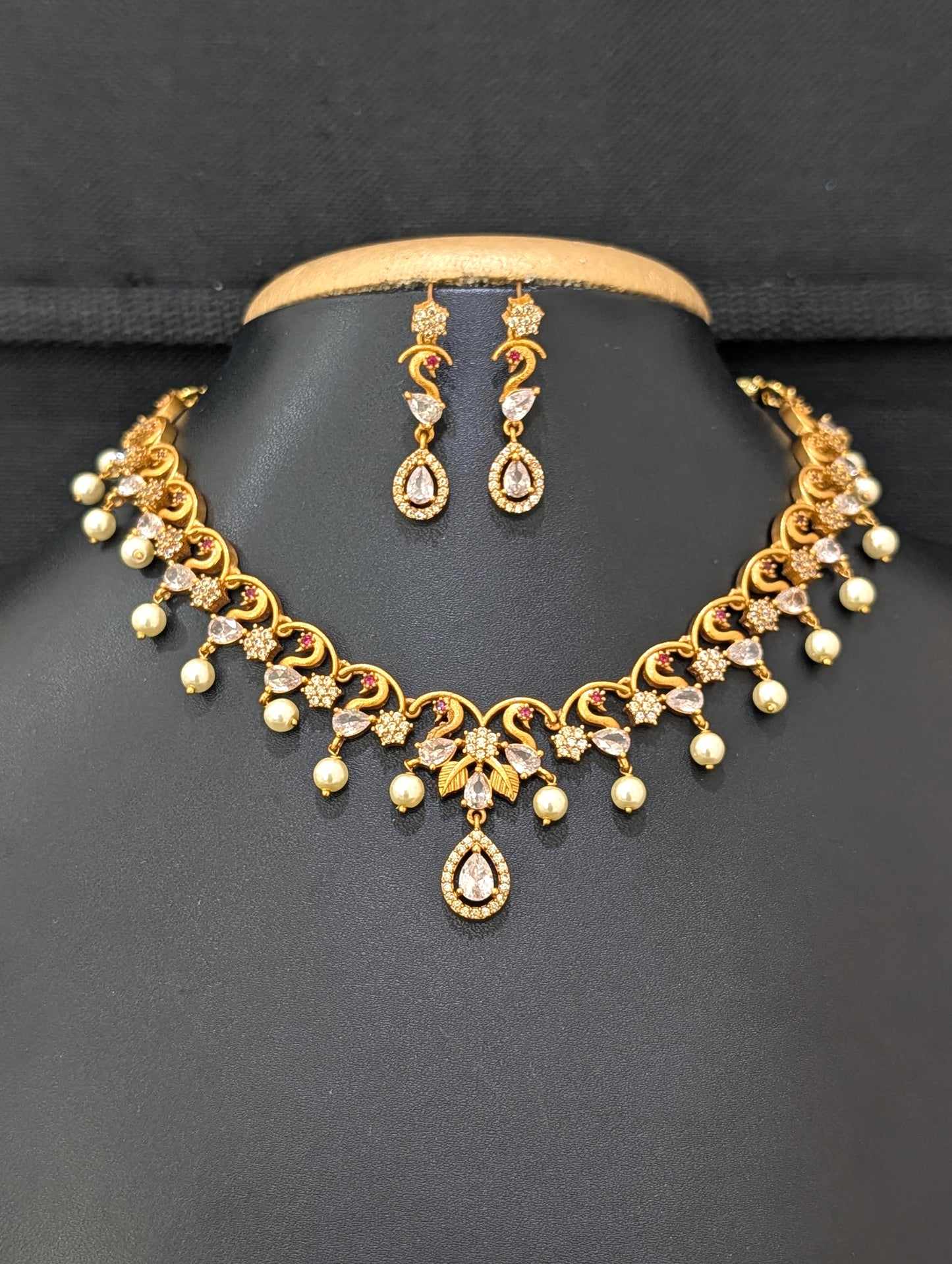 Peacock design CZ Antique Necklace set