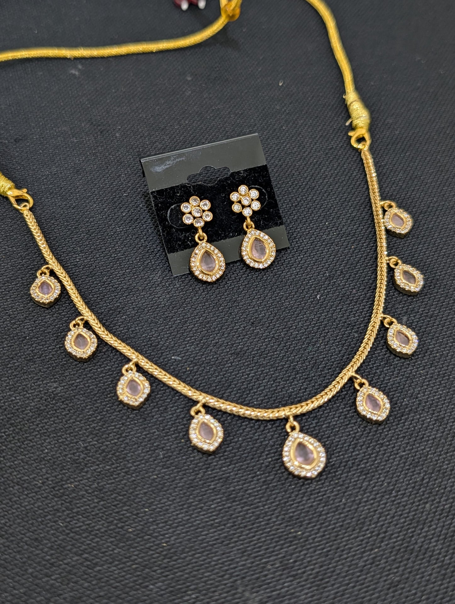 Minimalistic Multiple Teardrop CZ Choker Necklace set