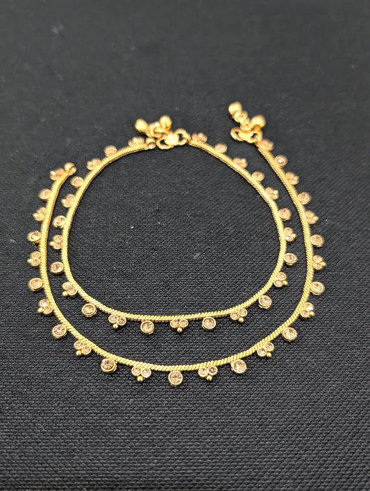 Gold plated polki Anklets - D1