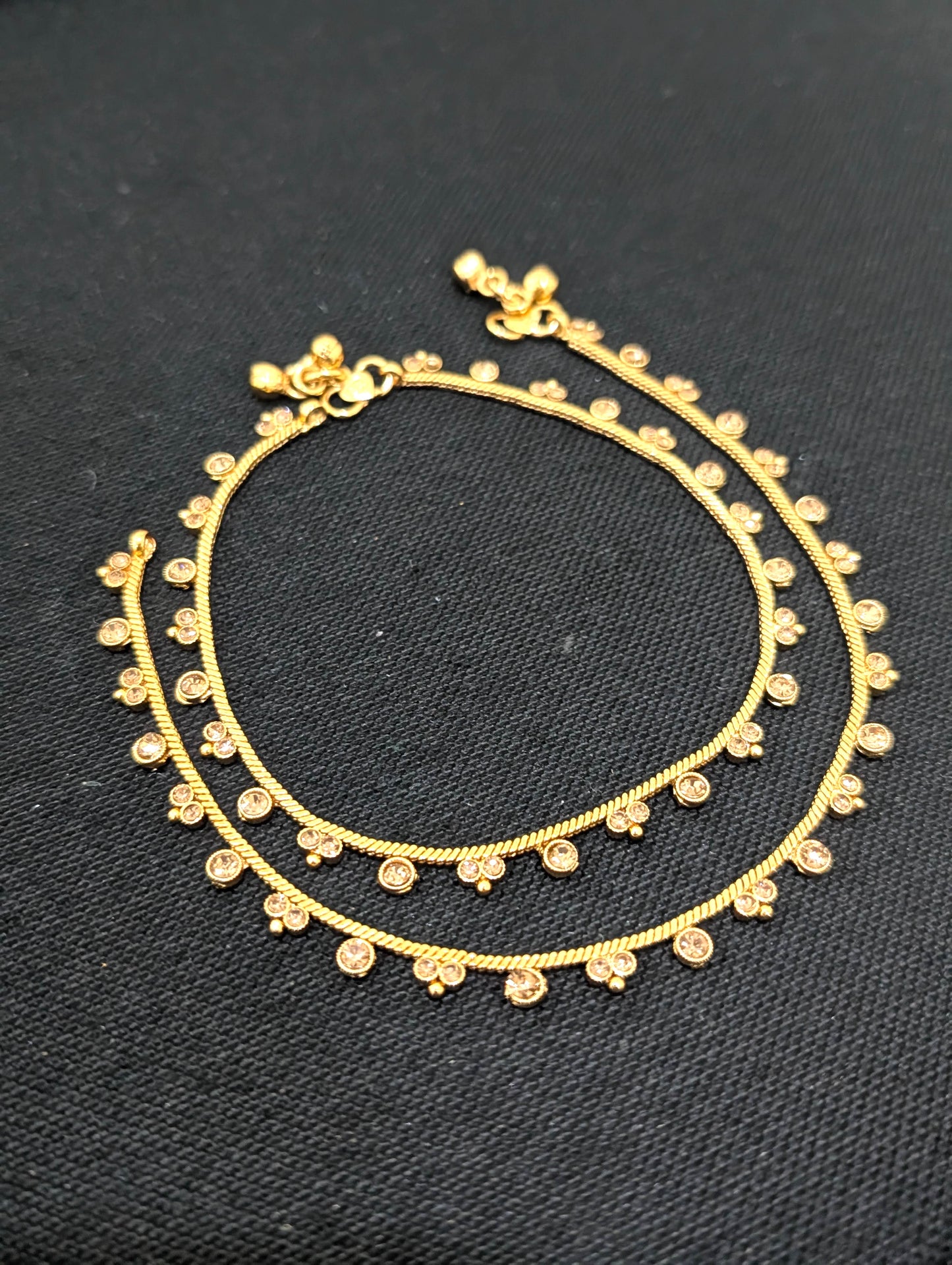 Gold plated polki Anklets - D1 - Simpliful