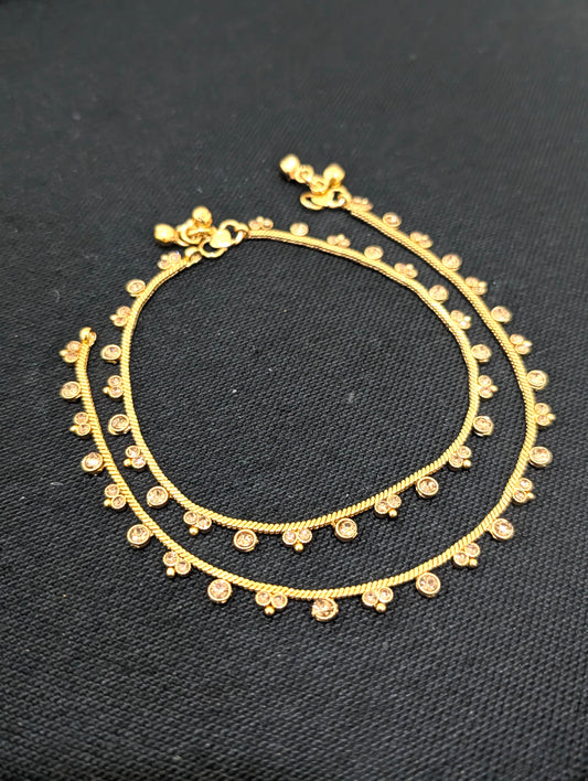 Gold plated polki Anklets - D1