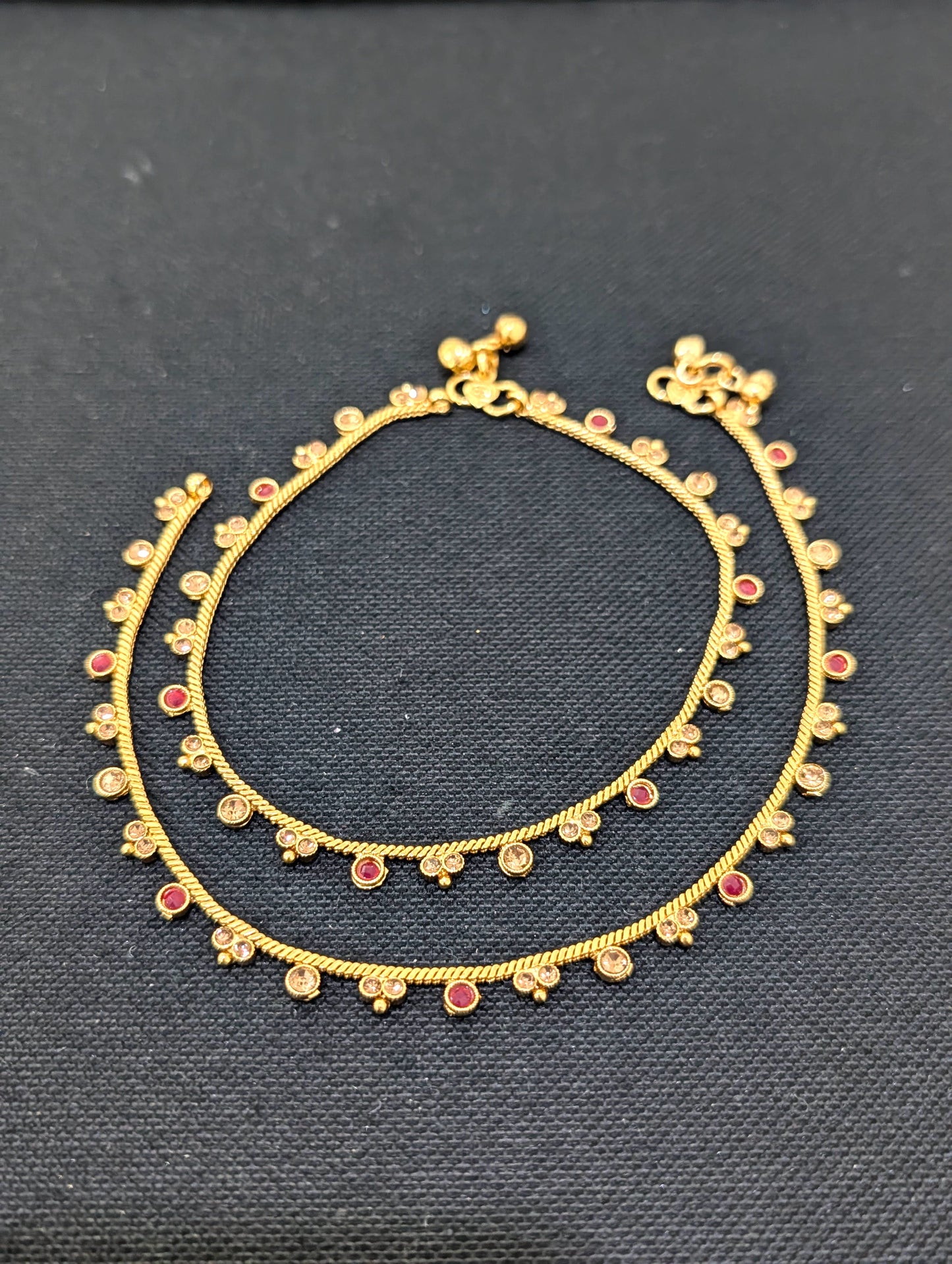 Gold plated polki Anklets - D1 - Simpliful