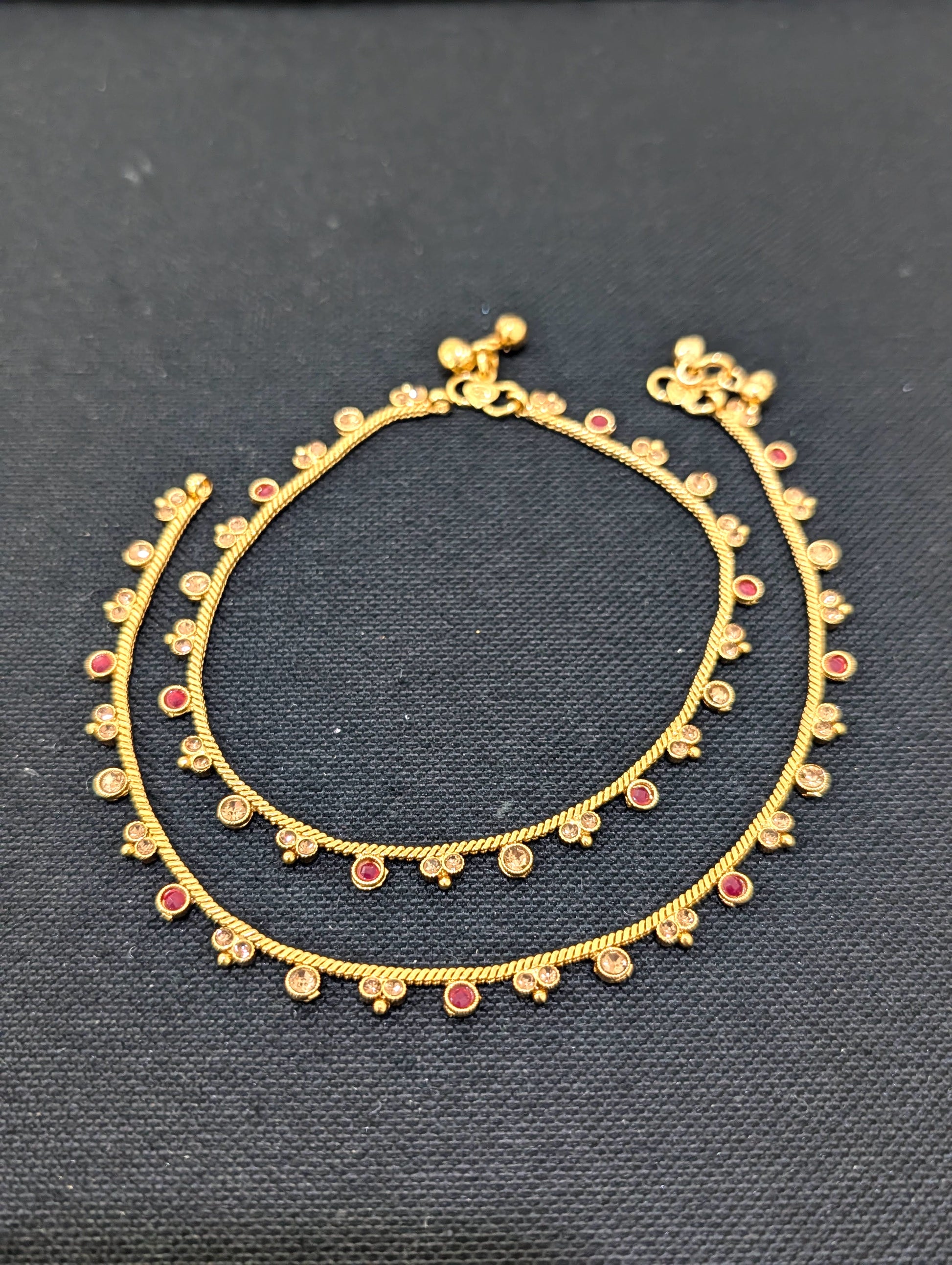 Gold plated polki Anklets - D1 - Simpliful