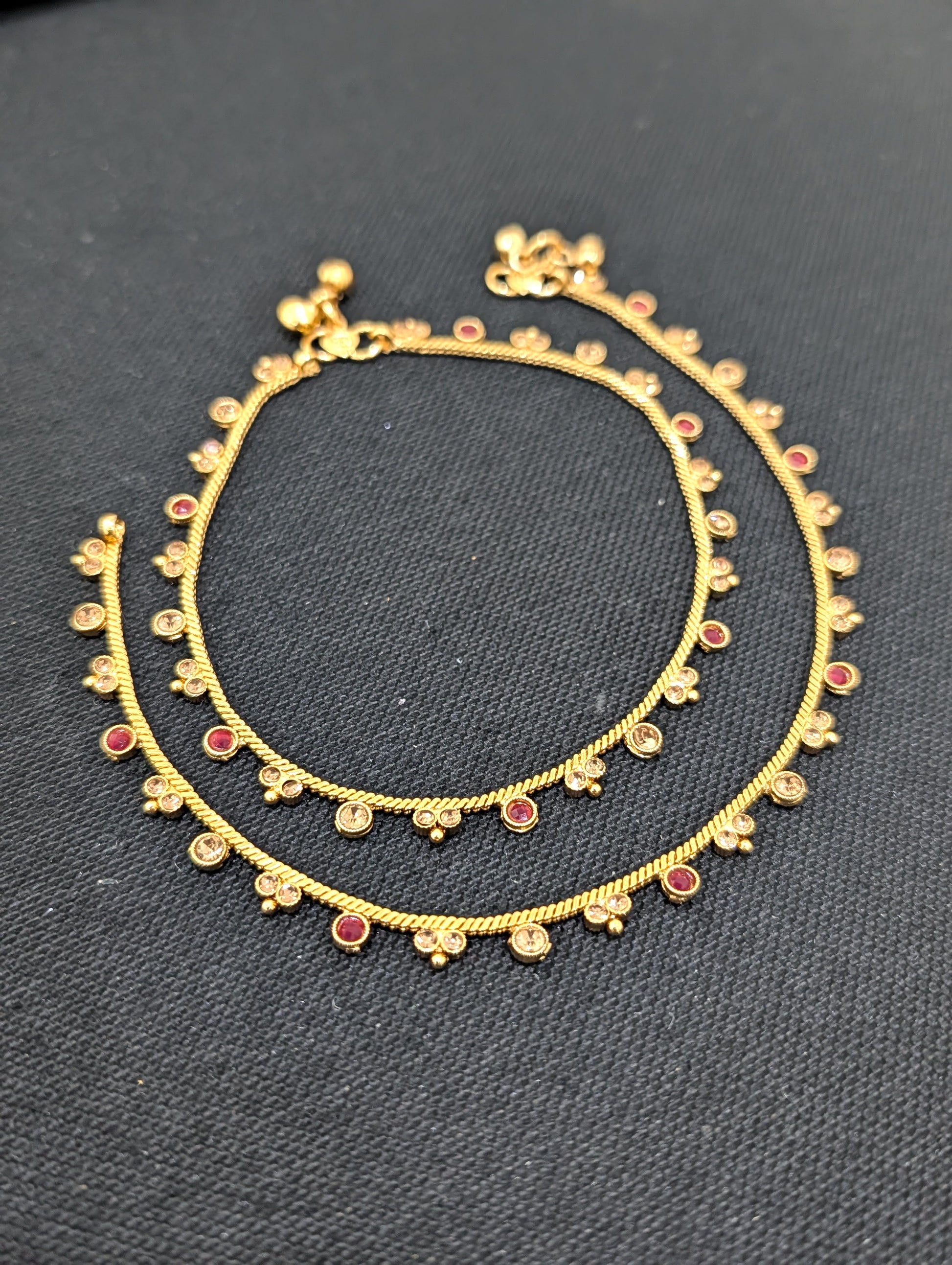 Gold plated polki Anklets - D1 - Simpliful