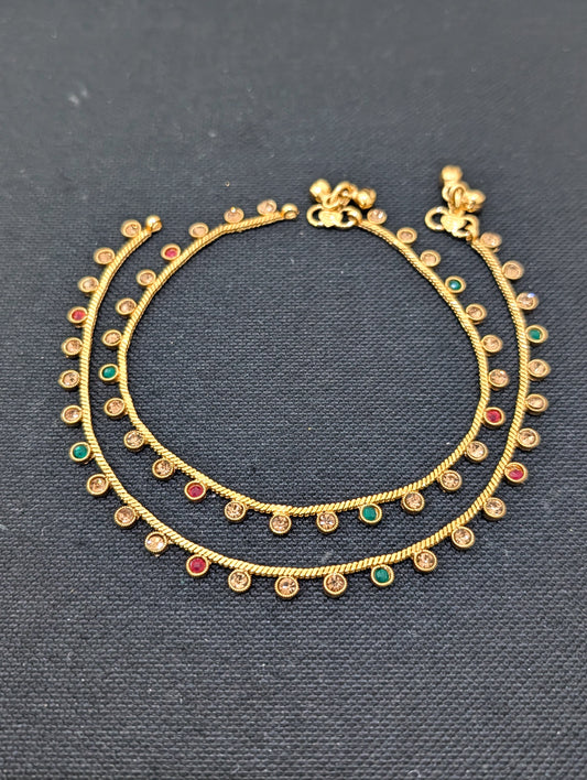 Gold plated polki Anklets - D2