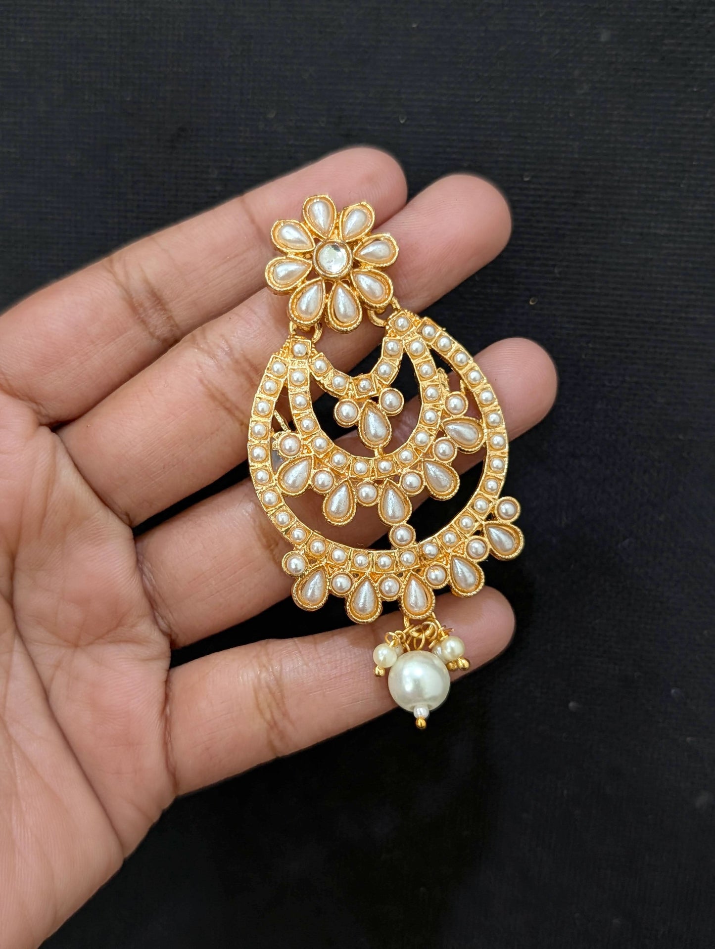 Pearl Chandbali Earrings - Simpliful