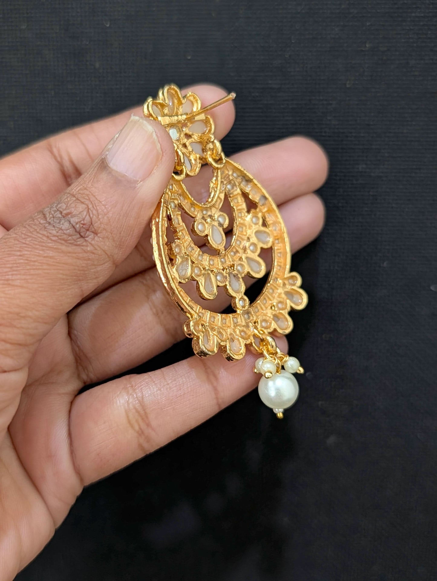 Pearl Chandbali Earrings - Simpliful