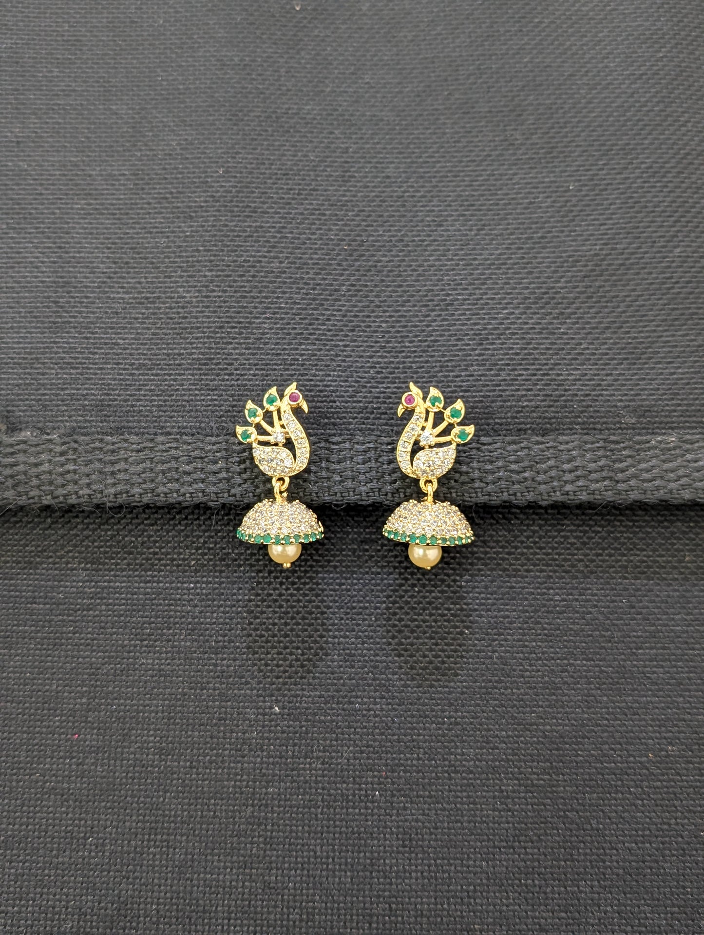 Small CZ Jhumka Earrings - D8 - Simpliful
