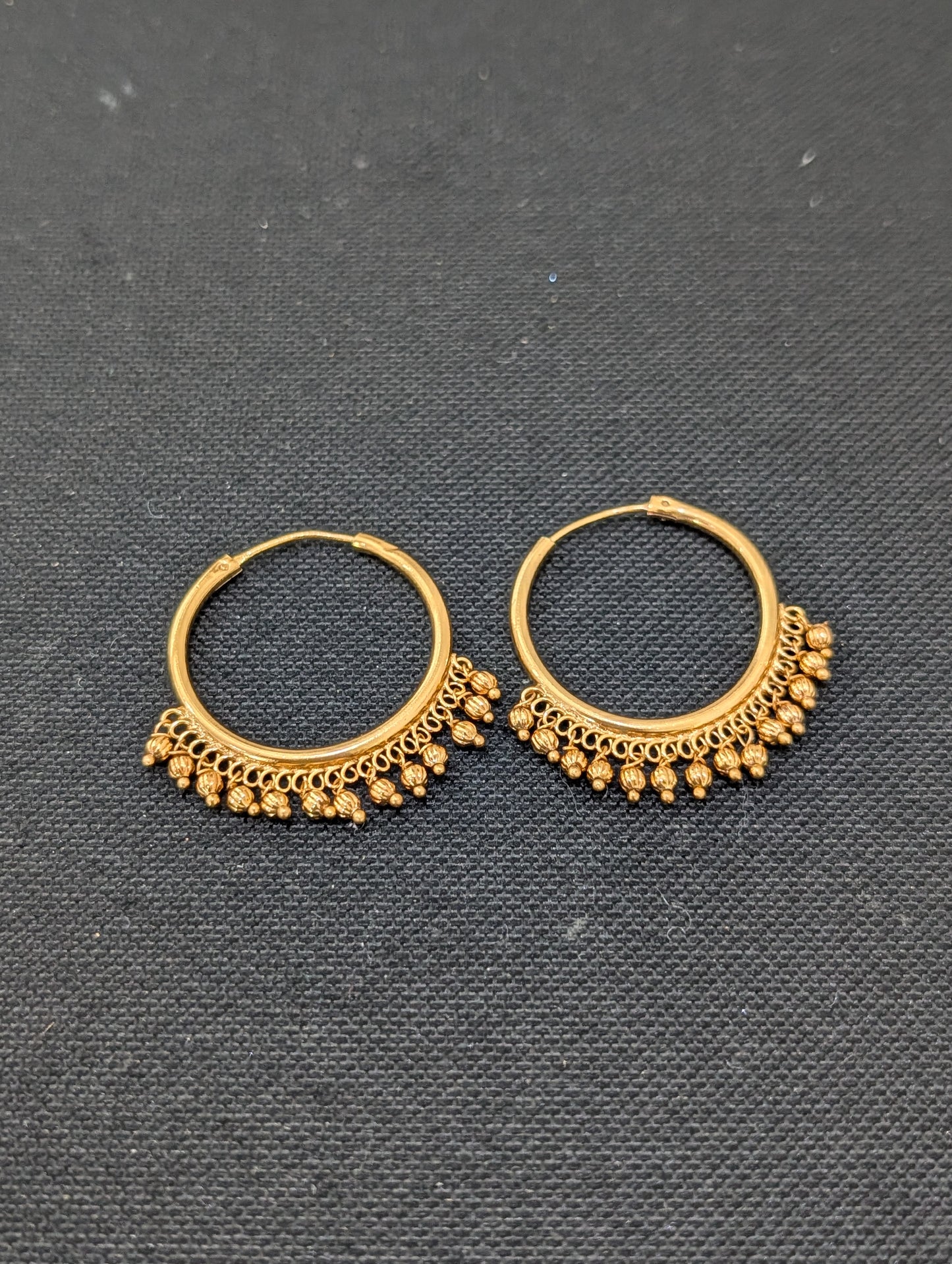 Gold bead dangle Large hoop earrings - Simpliful