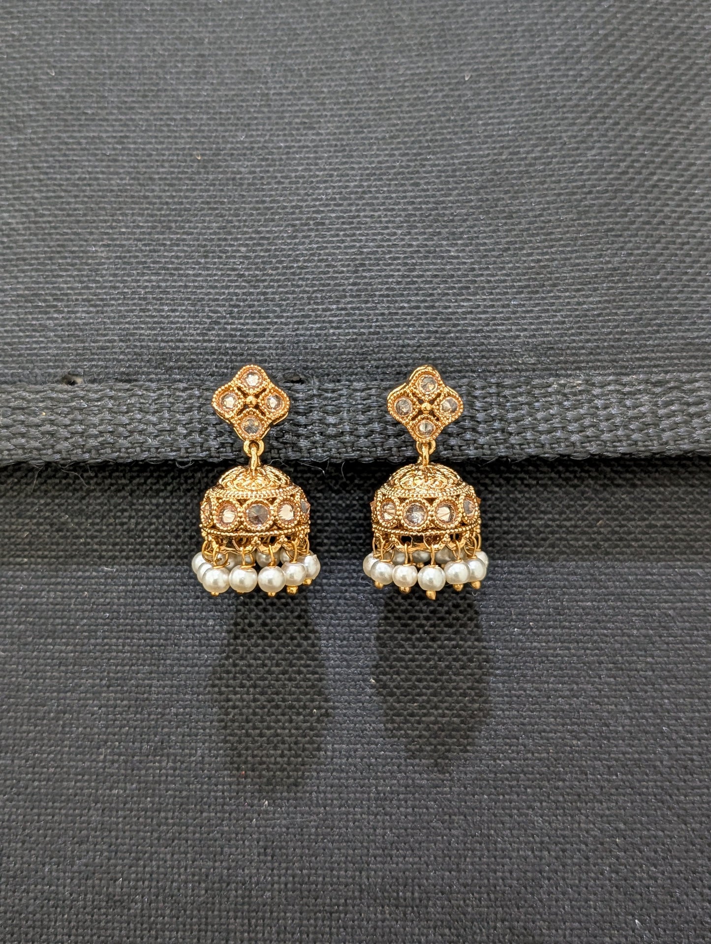 Gold plated Polki small Jhumka Earrings - D1