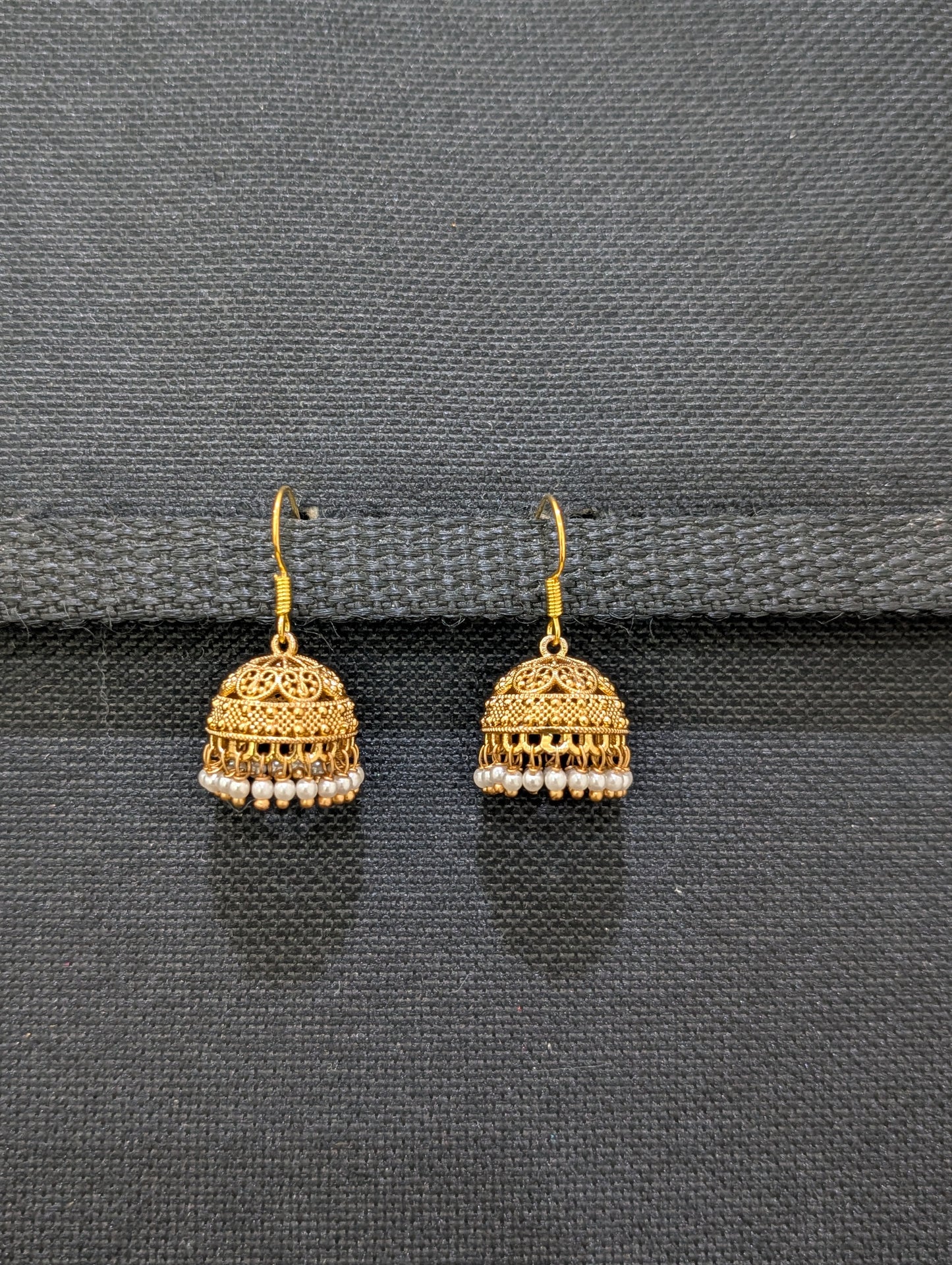Gold plated hook drop small Jhumka Earrings