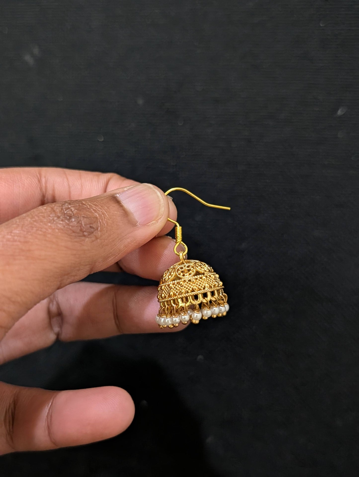 Gold plated hook drop small Jhumka Earrings