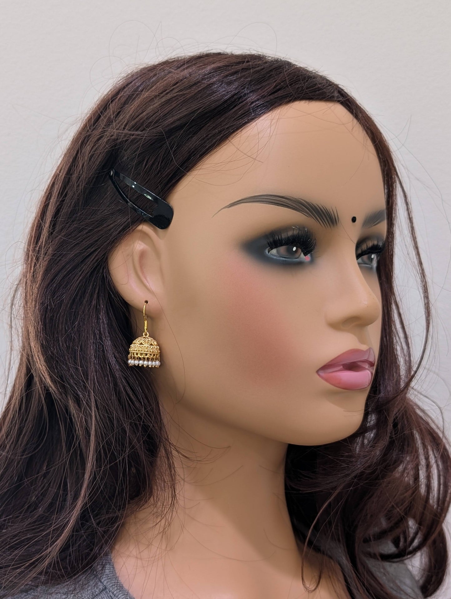 Gold plated hook drop small Jhumka Earrings