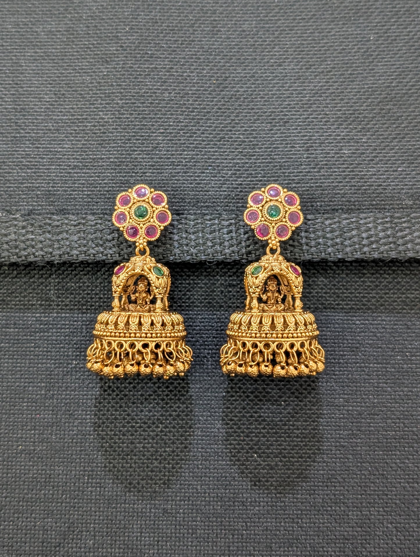Flower Kemp Lakshmi ji Jhumka Earrings