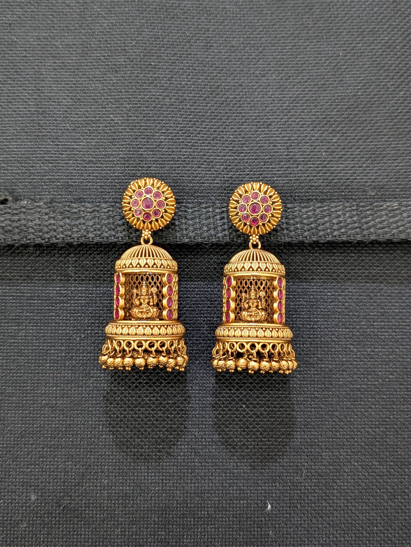 Unqiue Kemp Lakshmi ji Jhumka Earrings