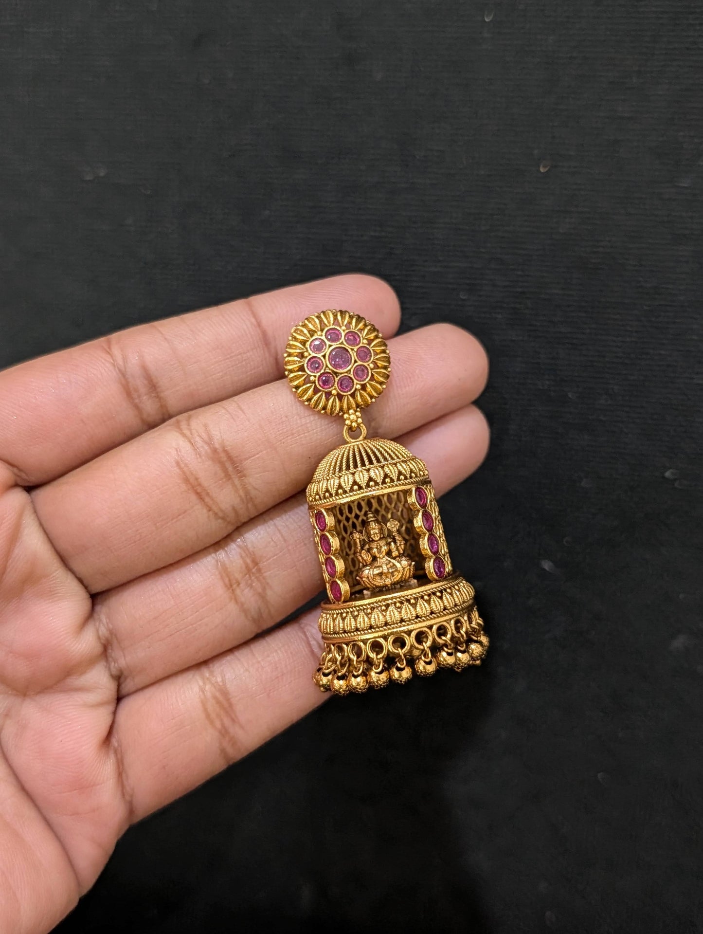 Unqiue Kemp Lakshmi ji Jhumka Earrings