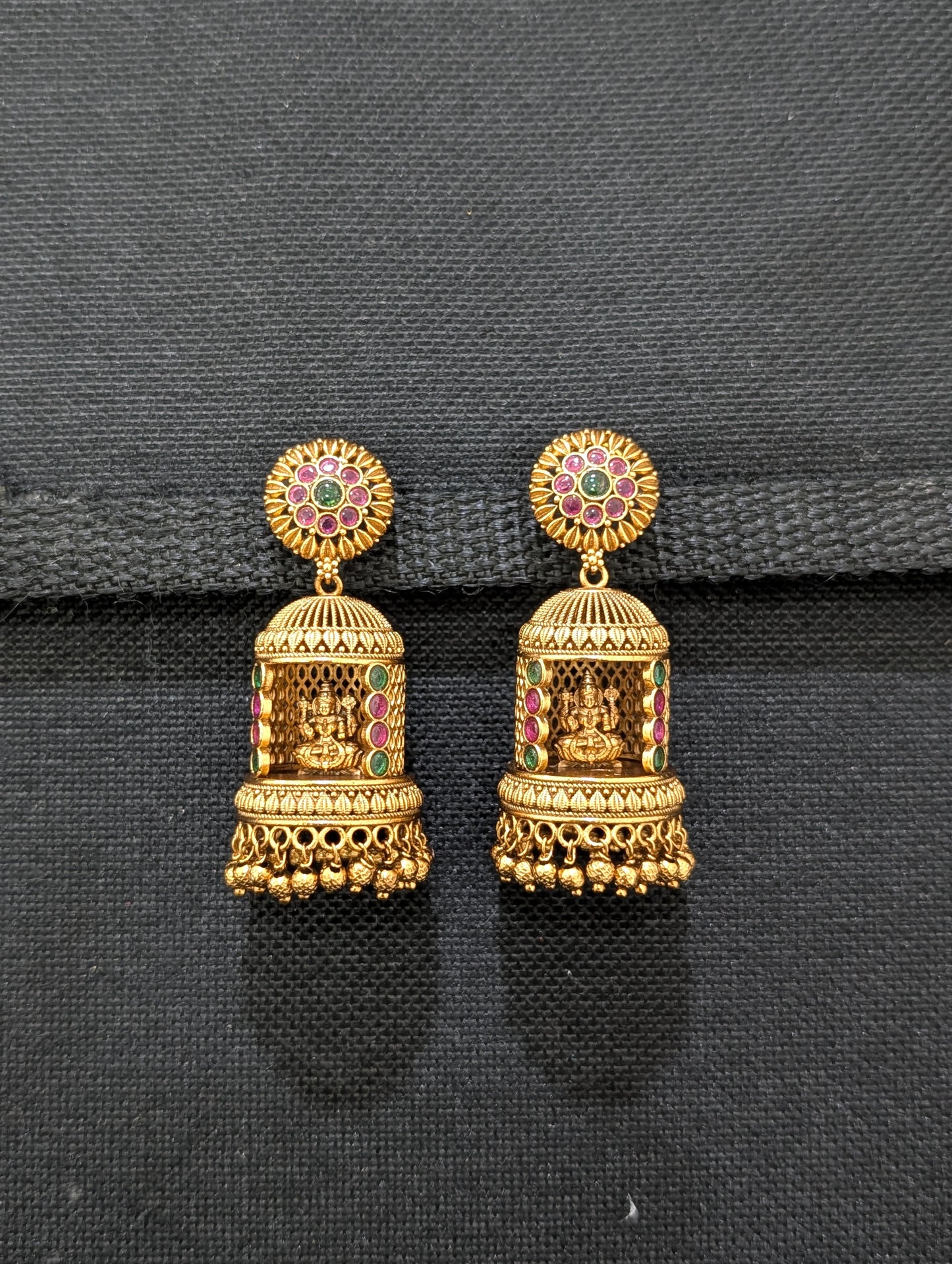 Unqiue Kemp Lakshmi ji Jhumka Earrings