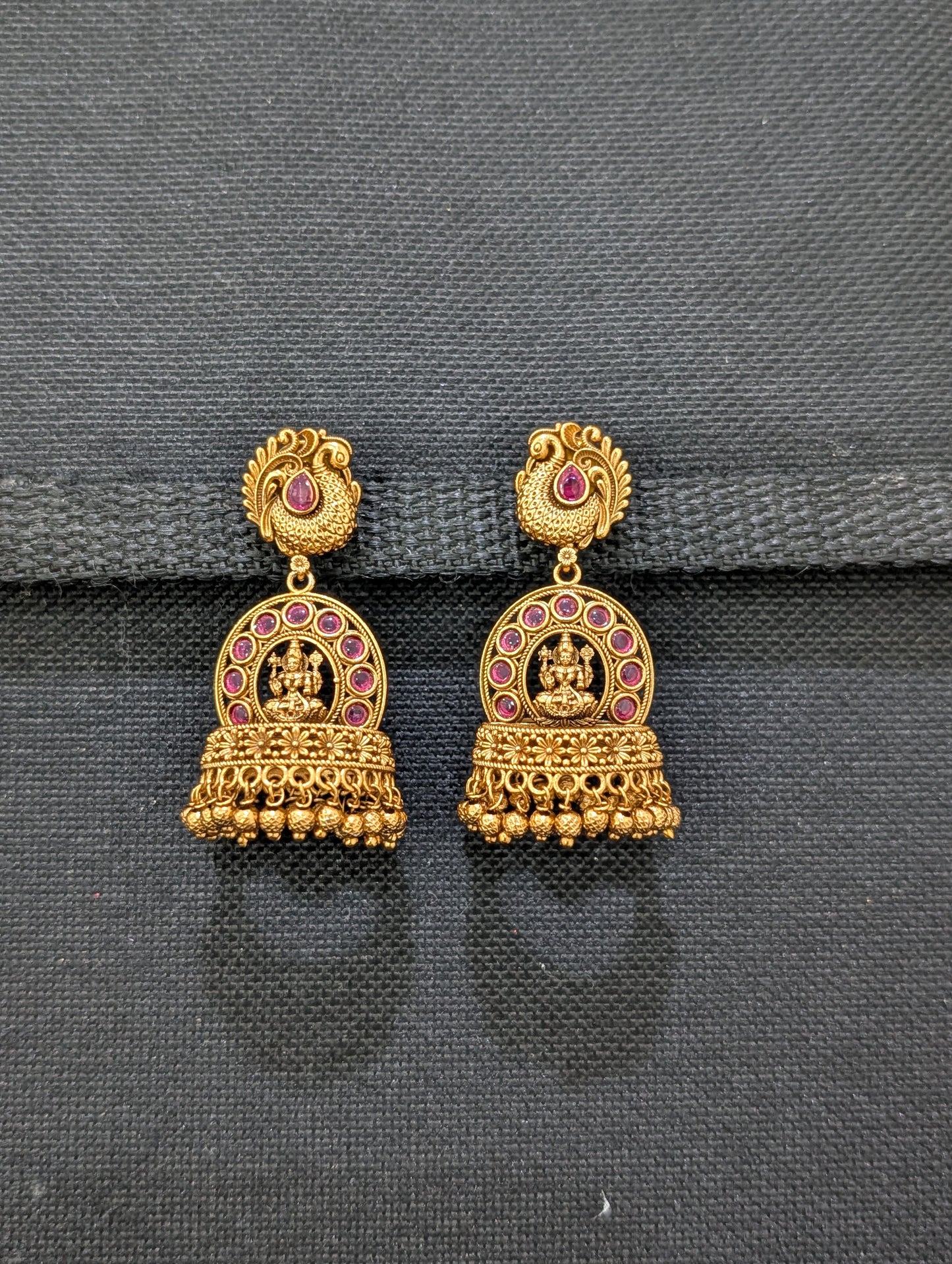 Peacock Stud Kemp Lakshmi ji Jhumka Earrings