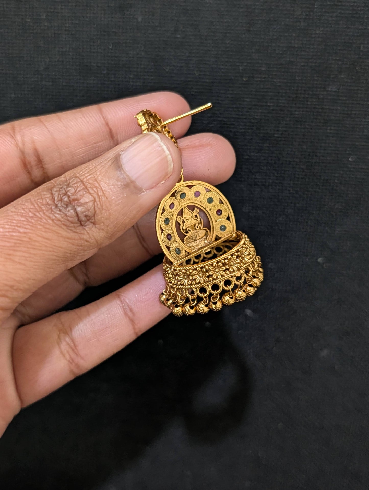 Peacock Stud Kemp Lakshmi ji Jhumka Earrings