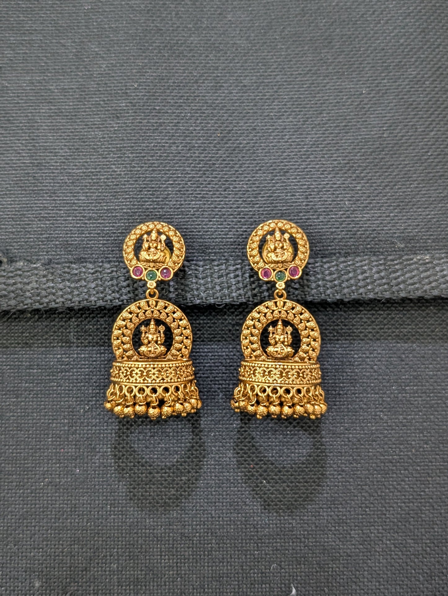 Statement Kemp Lakshmi ji Jhumka Earrings