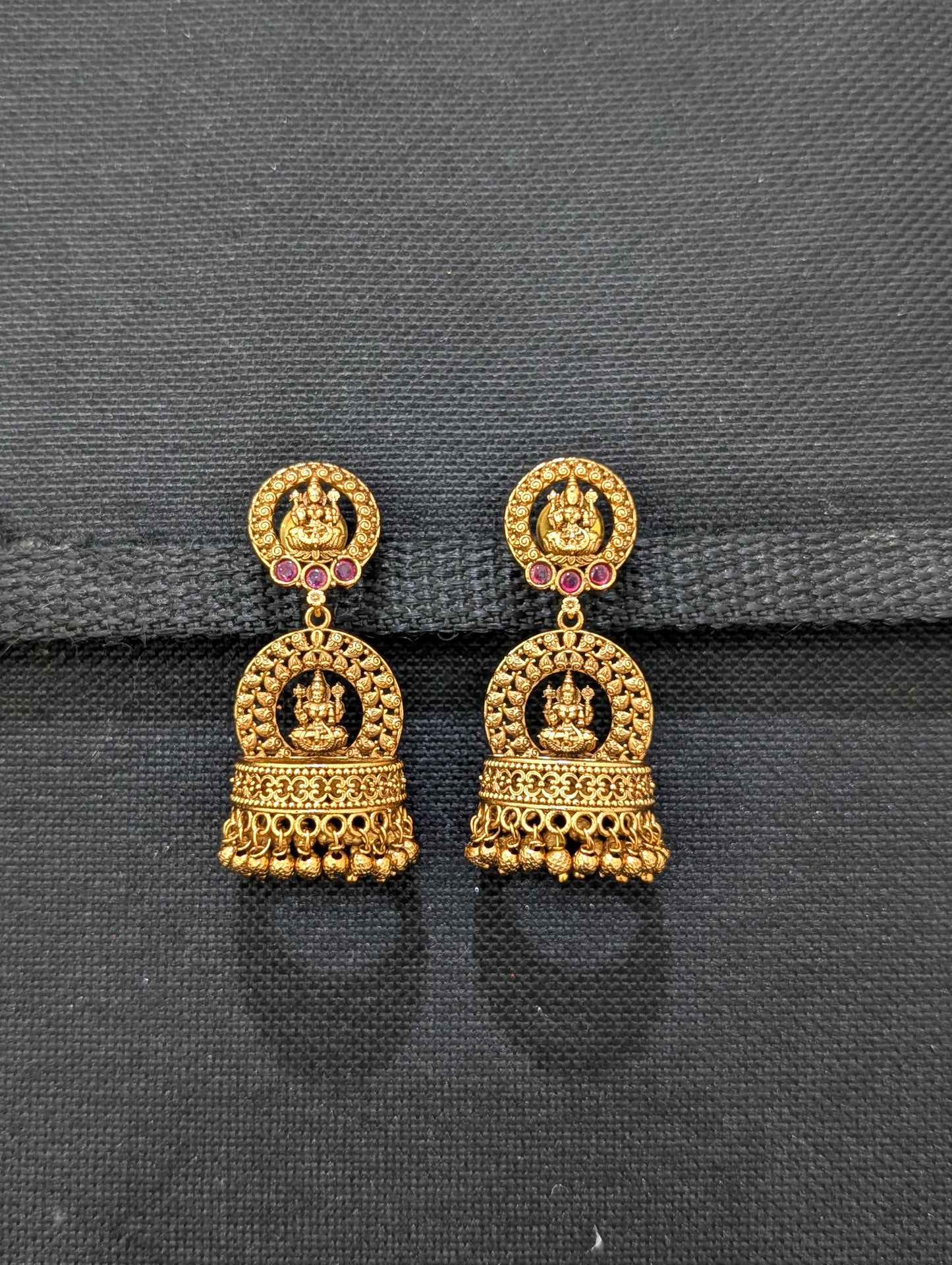 Statement Kemp Lakshmi ji Jhumka Earrings