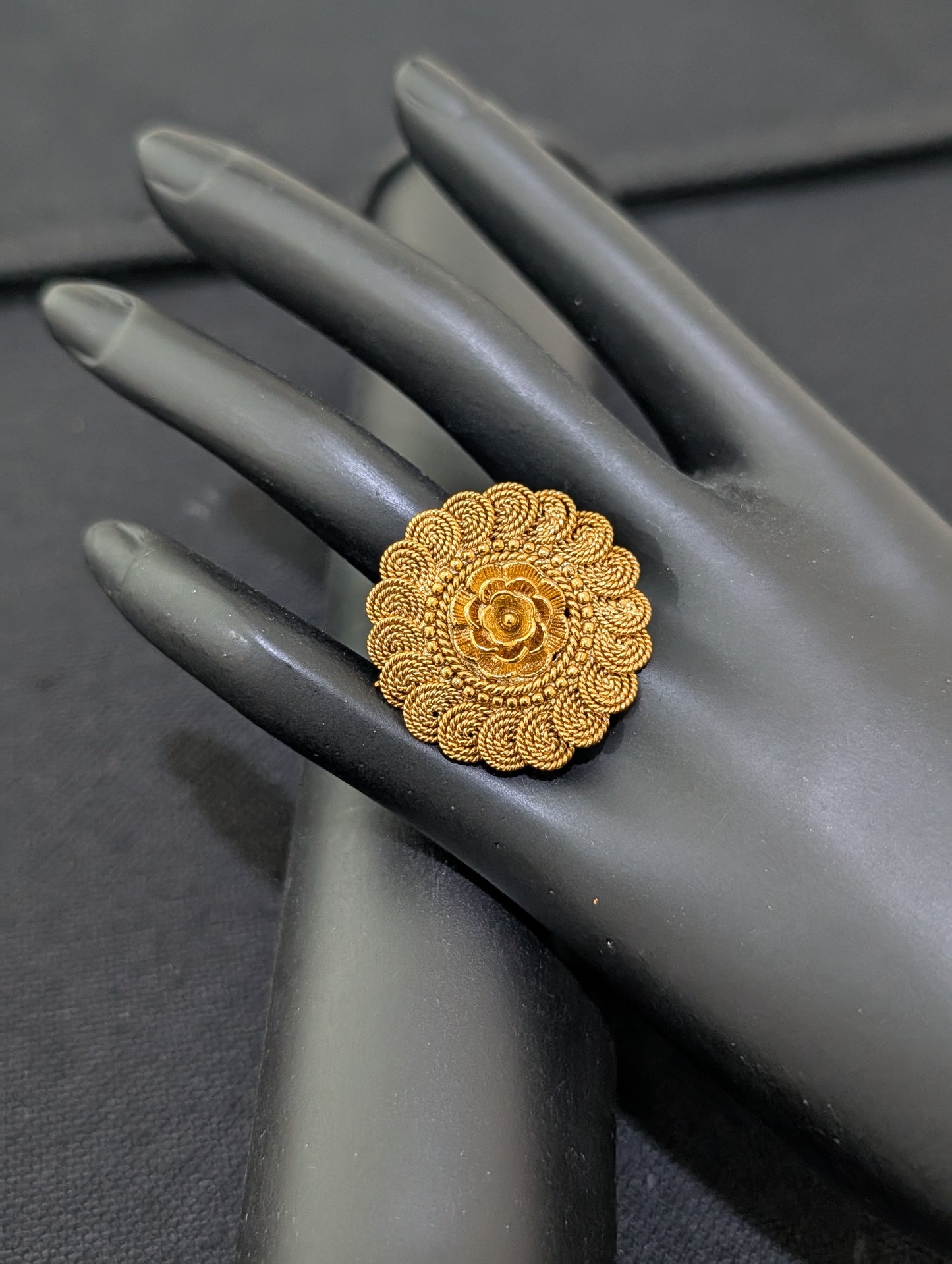 Chakri design Gold plated adjustable Finger rings - Medium size - Simpliful