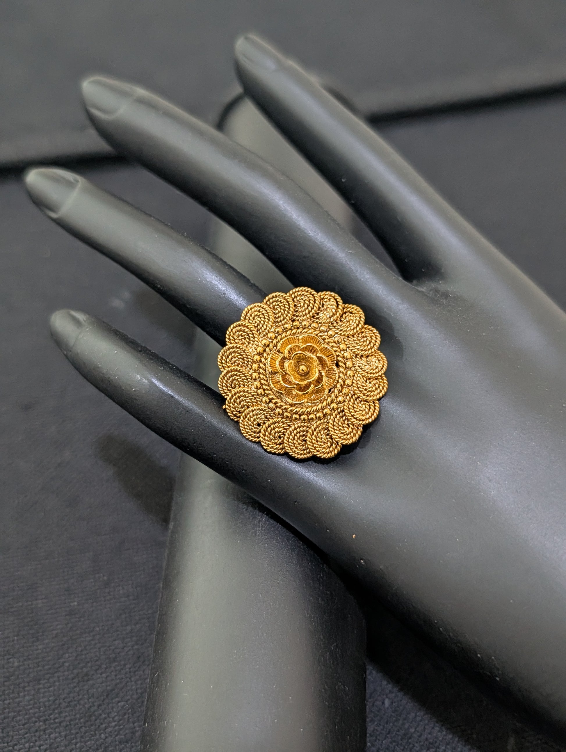Chakri design Gold plated adjustable Finger rings - Medium size - Simpliful
