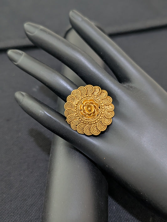 Chakri design Gold plated adjustable Finger rings - Medium size - Simpliful