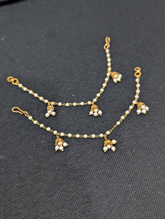 Jhumka dangle Pearl Earrings chain / Maatal / Kaan Chain