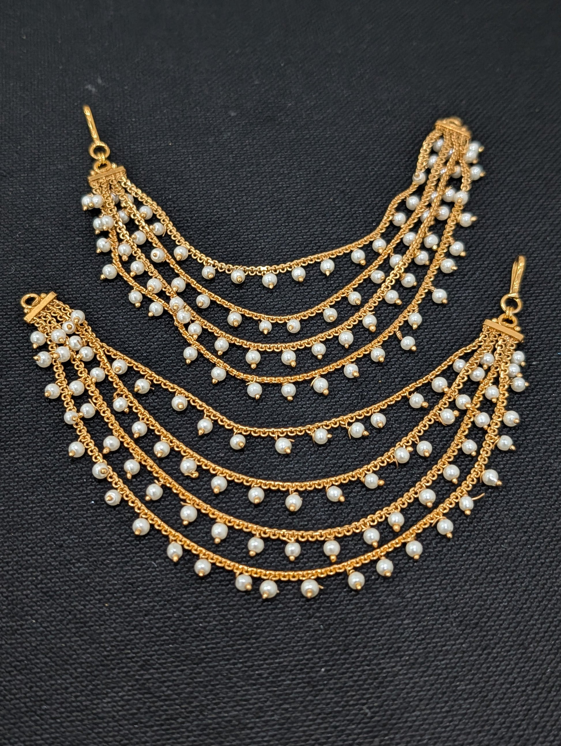Pearl dangle Four layer Earrings chain / Maatal / Kaan Chain - Simpliful