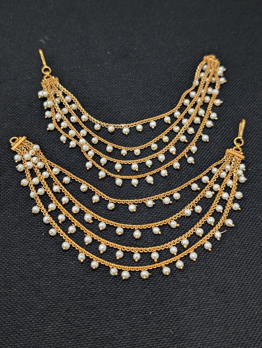 Pearl dangle Four layer Earrings chain / Maatal / Kaan Chain