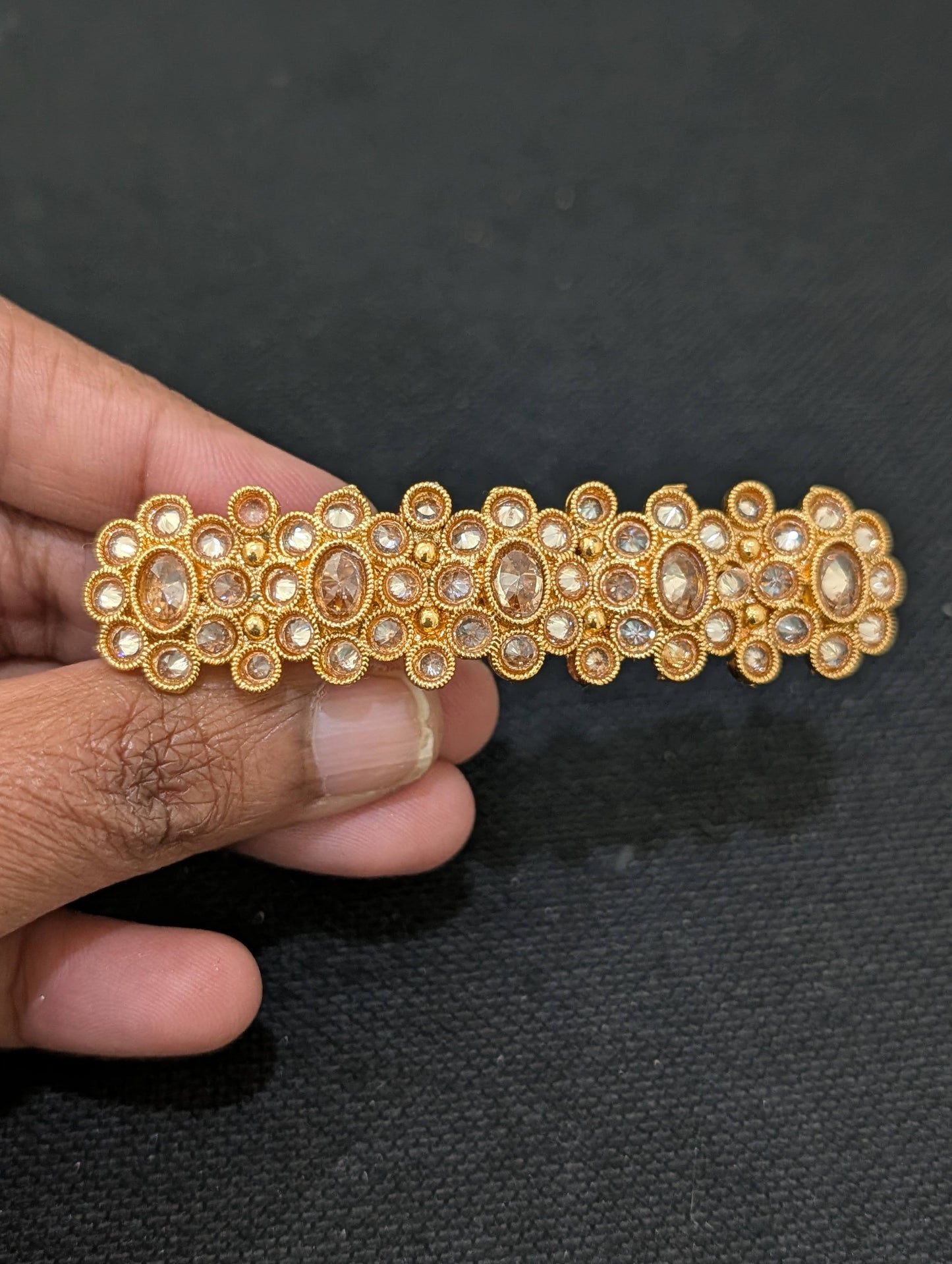 Gold plated polki hair clip - D1
