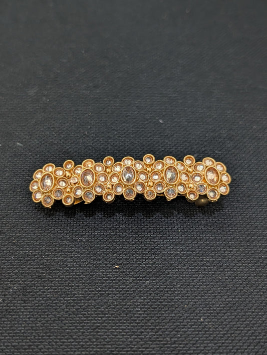 Gold plated polki hair clip - D1