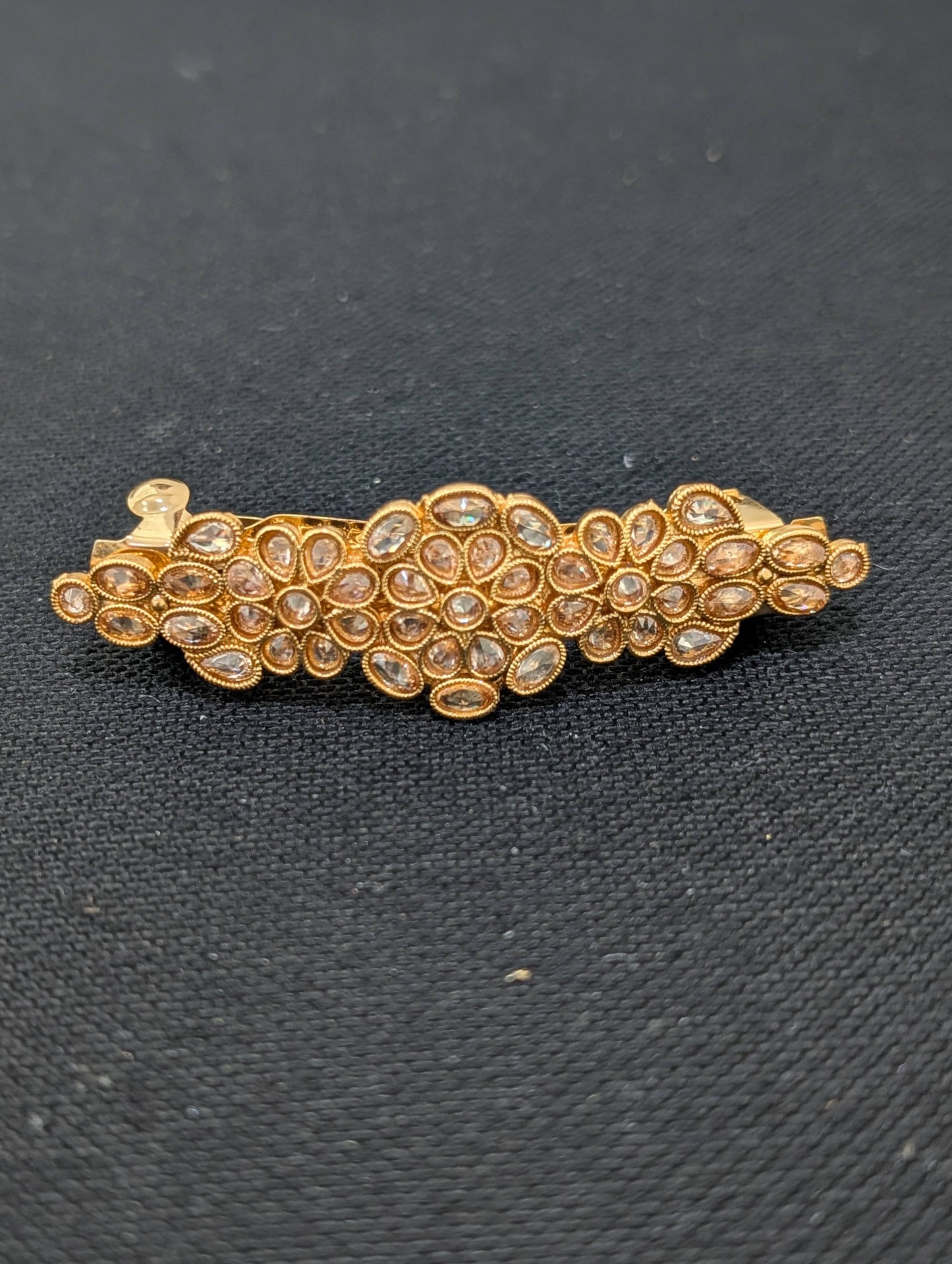 Gold plated polki hair clip - D2