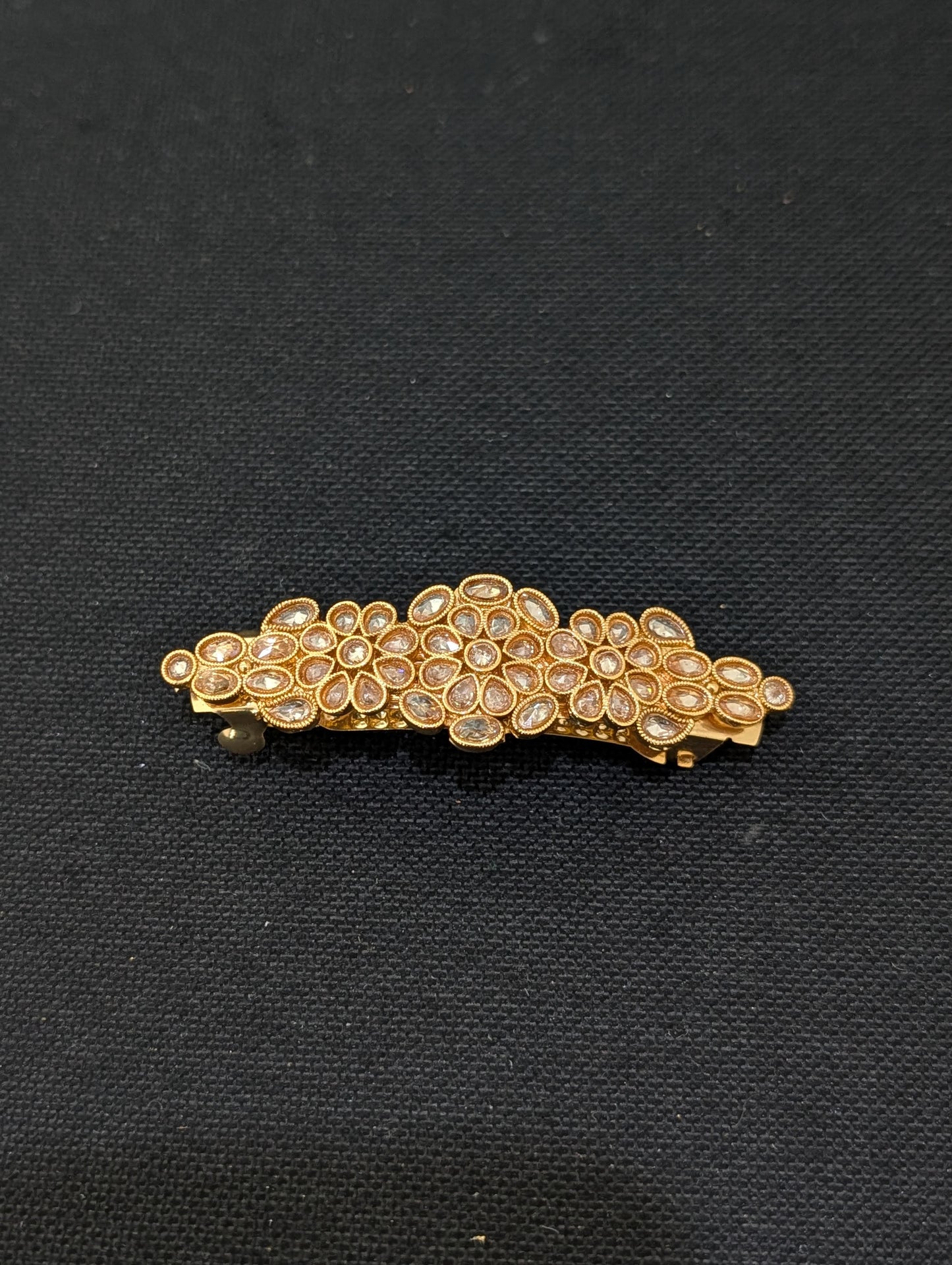 Gold plated polki hair clip - D2