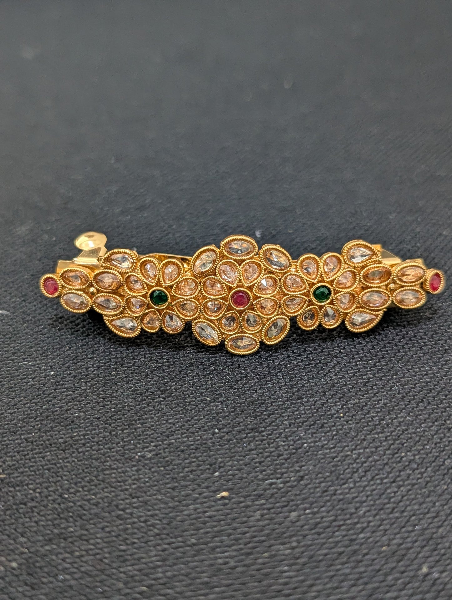 Gold plated polki hair clip - D2
