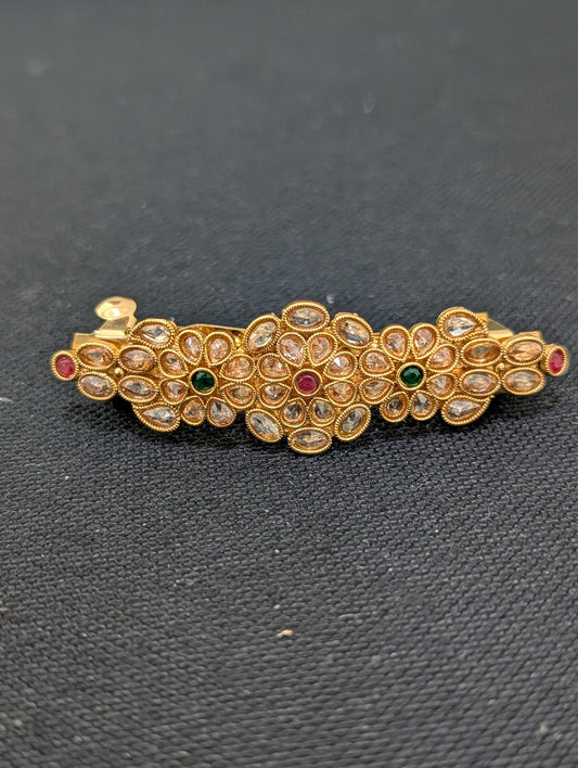 Gold plated polki hair clip - D2