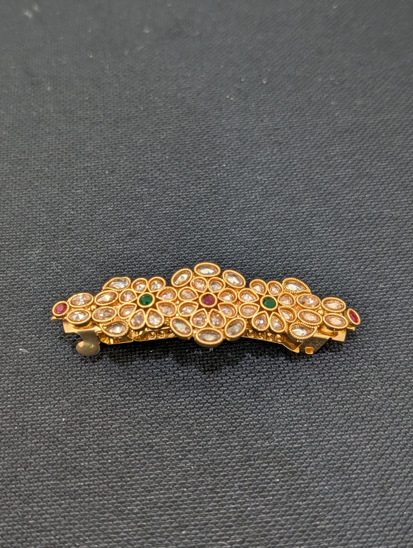 Gold plated polki hair clip - D2