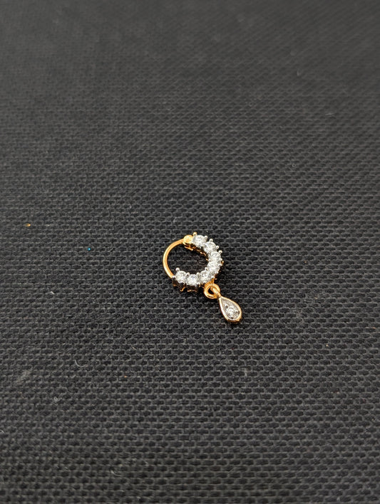 CZ stone Small Nose ring for pierced nose - Size 1