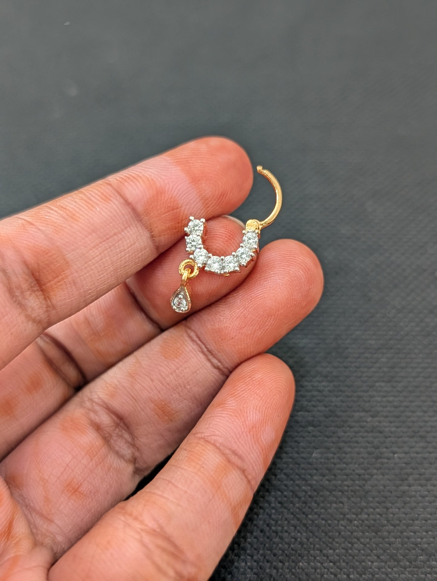 CZ stone Small Nose ring for pierced nose - Size 1