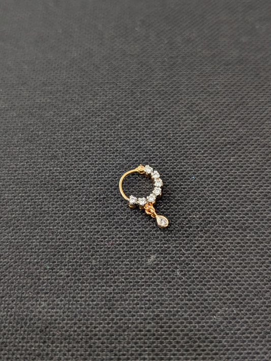 CZ stone Small Nose ring for pierced nose - Size 2