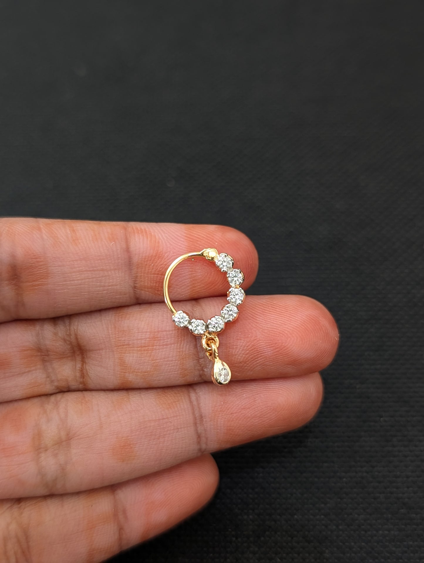 CZ stone Small Nose ring for pierced nose - Size 2